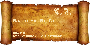 Maczinger Nimfa névjegykártya